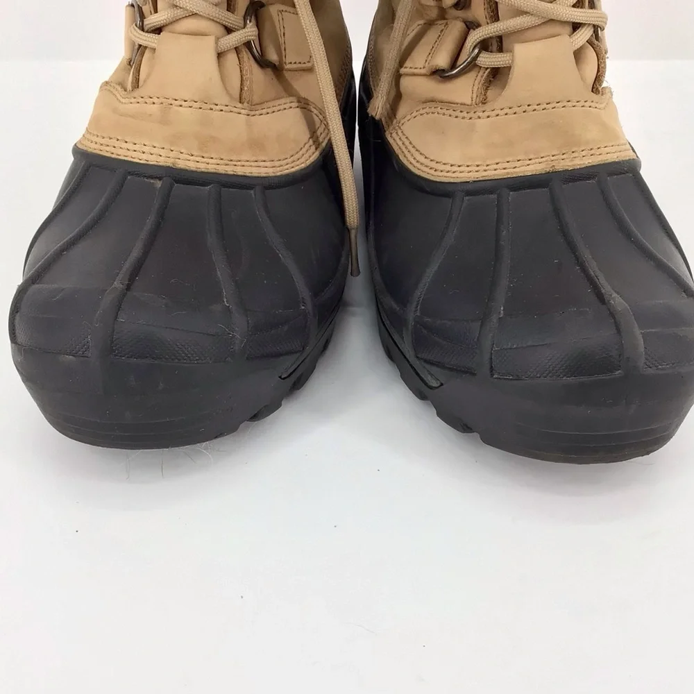 Sorel US Badger II Boots Beige Tan Leather Brown Rubber Winter Lined Size 8